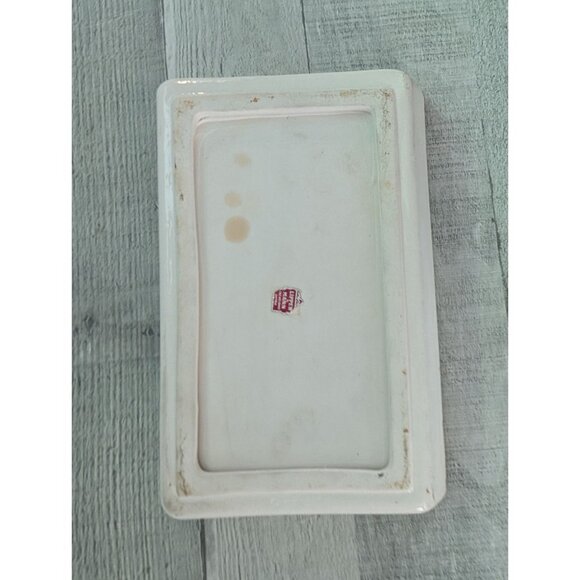 Vintage Lipper Mann Hand-Painted Rectangular Ceramic Dish Fruit & Leaf Design Pl - Picture 4 of 7